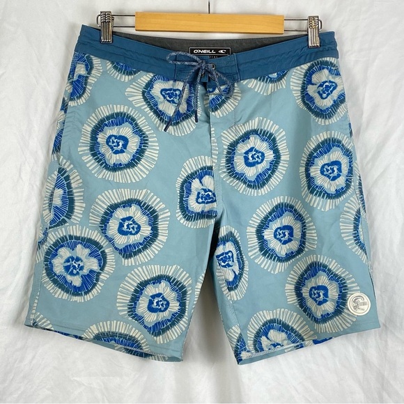 O'Neill Cruzers Blue and White Board Shorts with Tie-Dye Pattern Size 31 - Picture 1 of 16